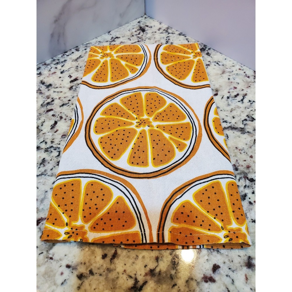 Retired IKEA TORVFLY Citrus Orange Slice Dish Towel - Single